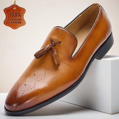 Tassel Leather Light Loafers – Classic Brown Men's
