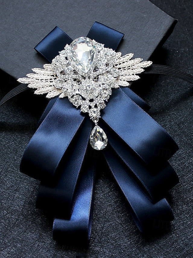 Pin Crystal - Men's Tie Elegant Luxury Ribbon Brooch Bow