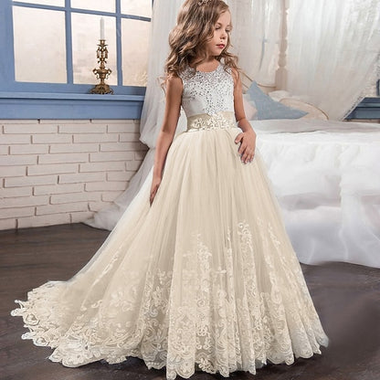 Sleeveless Girl Girls' Kids Wedding Dress Flower