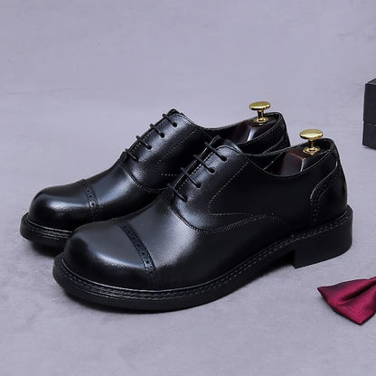 Cap Men's Leather Shoes- Toe First Genuine Oxford