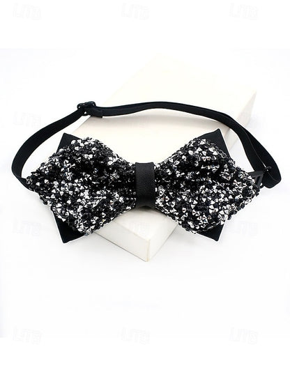 Polyester Sparkling Sequins Bow Christmas – Men's Tie