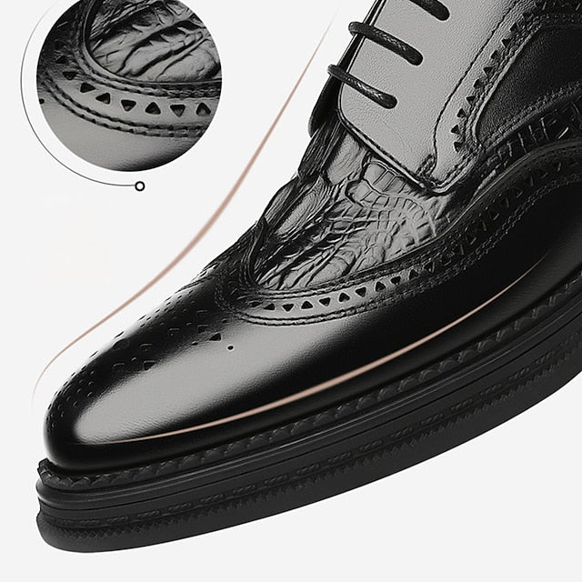 Crocodile Shoes - Brogue Men's Oxford Leather Brown