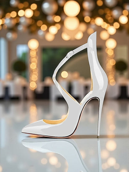 Heels Stiletto - Purple Patent Strappy Women's Leather