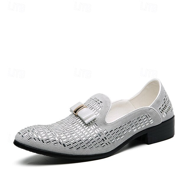 Men's Silver Prom Woven Strap Loafers and Elegant Monk –