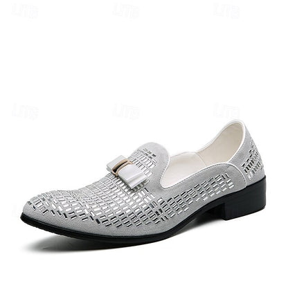 Men's Silver Prom Woven Strap Loafers and Elegant Monk –