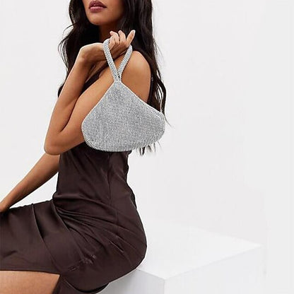 Crystal Evening Elegant Women's - Rhinestone Silver Bag