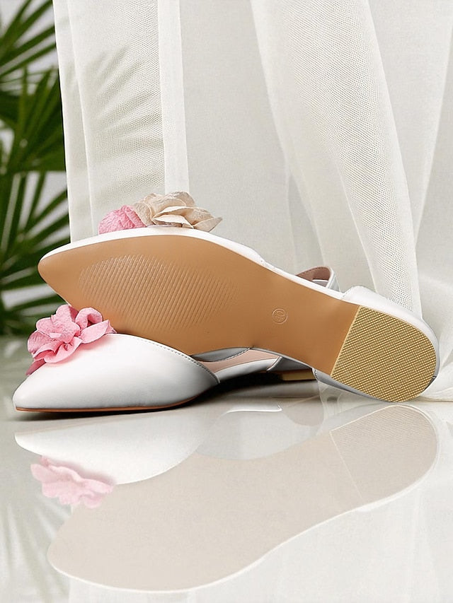 and Pink White Beige with Flower Wedding Women's Flats