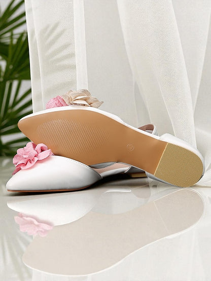 and Pink White Beige with Flower Wedding Women's Flats