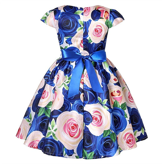 Kids Dress Floral Girls' Sleeve Short Party Flower
