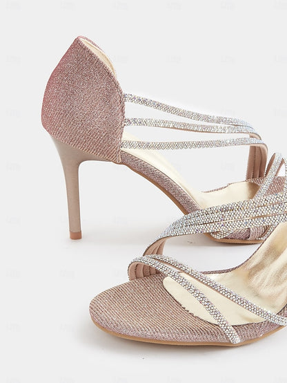 Women Strappy for Crystal Sandals – Rhinestone Heel High