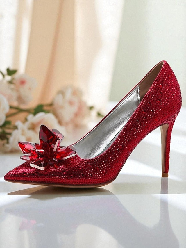 Women's Gold - High Embellished Heel Pumps Sparkly Crystal