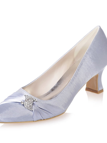Satin Rhinestone Kitten Blue Women's with Bow Royal Heels