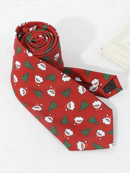 Tree Tie Polyester Santa Men's – Christmas and Fun Silk