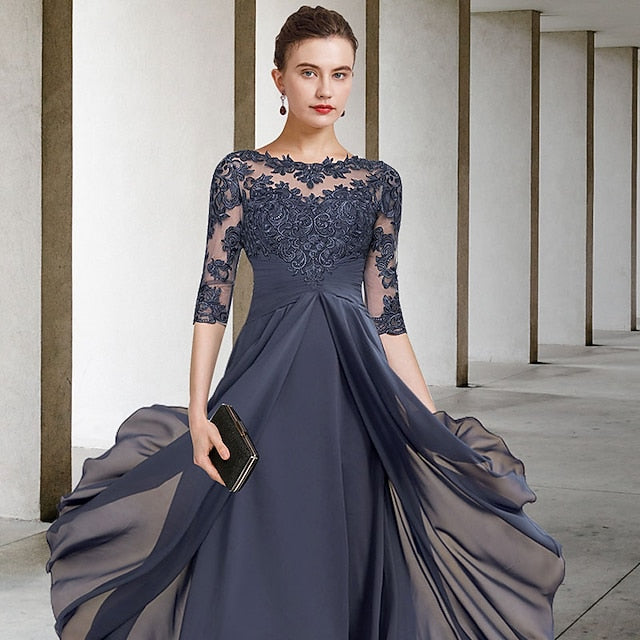 Dress Guest Bride Elegant Plus Size A-Line the Wedding of Mother