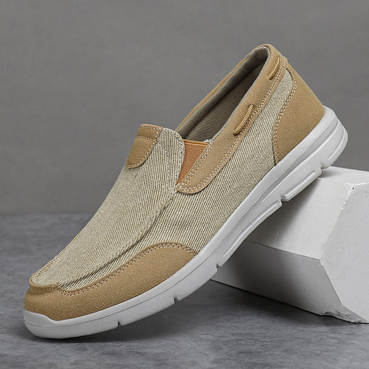 Wholesale SampleMen's Beige Canvas Slip-On Loafers – Lightweight