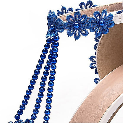 Lace Wedding Shoes Heel High Bridal Pointed Women's