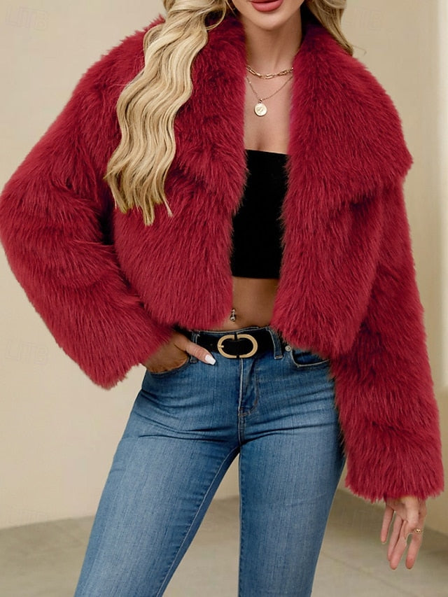 Comfortable Faux Fur Furs Warm Women's Leathers Coat