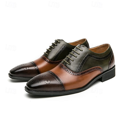 Brown Faux Oxford Black Leather Wingtip and – Men's Shoes