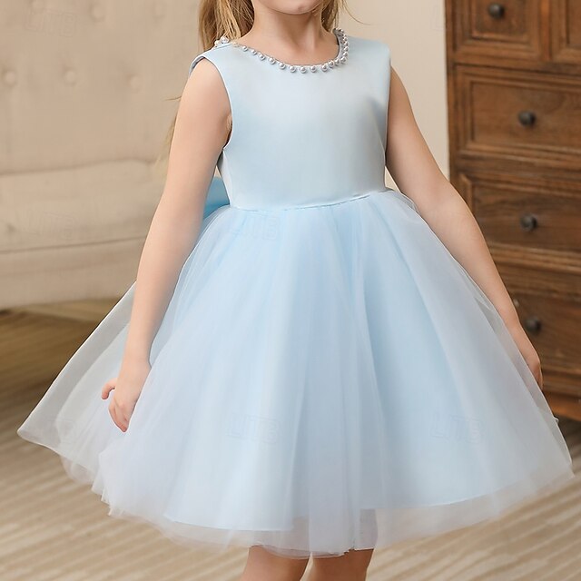 Color Solid Kids Wedding Girls' Party Sleeveless Dress
