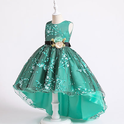 Dress Kids Sleeveless Solid Colored Floral Girls' Wedding