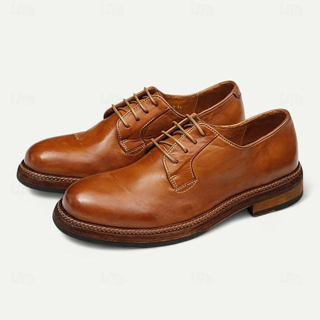 Goodyear Men's Clean with Derby Shoes Welt Leather and Tan