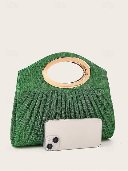 Gold Handle Women's Glitter with Evening Clutch Bag