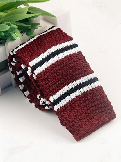 Tie Stylish - Woven Men's Knit Neck Stripe Christmas