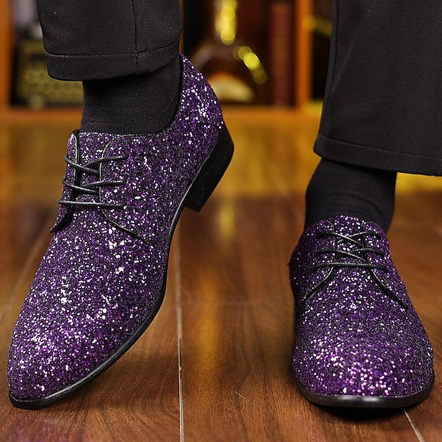 Lace-up Bold Party Glitter Shoes – Men's Statement Purple