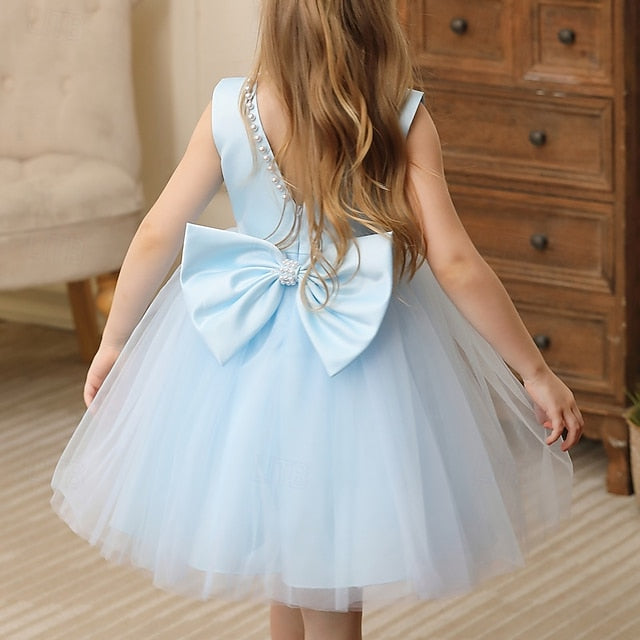 Color Solid Kids Wedding Girls' Party Sleeveless Dress