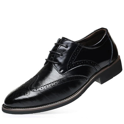 Brogue Shoes with Classic Men's Blue Faux Oxford Leather