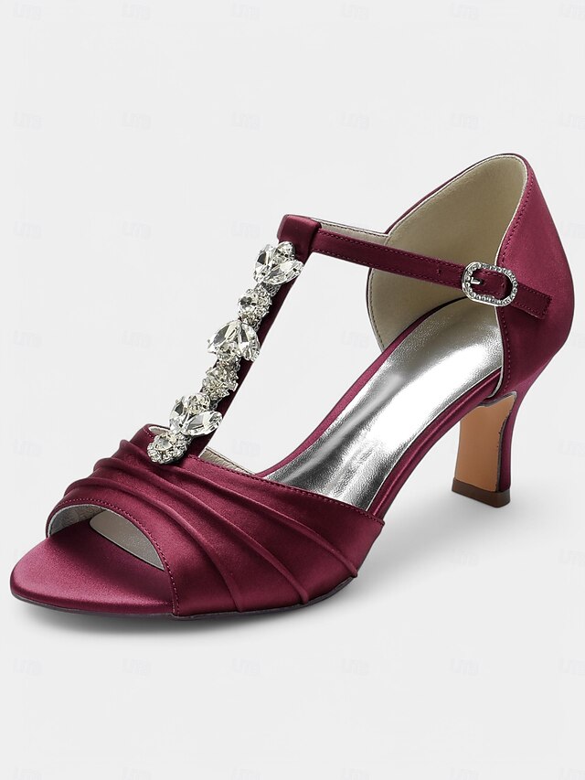 Crystal Detail Heels – Open-Toe Satin White with Bridal