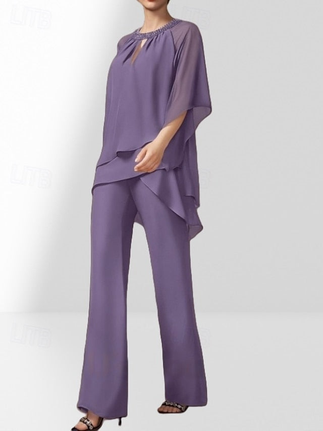 Bride Mother of Dress Piece Guest Wedding the Two Pantsuit