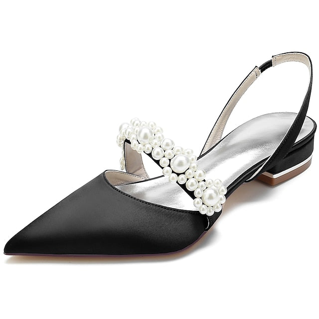 Pearl with Shoes Satin Women's Elegant White
