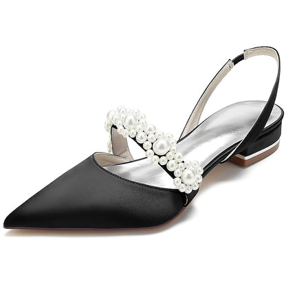 Pearl with Shoes Satin Women's Elegant White