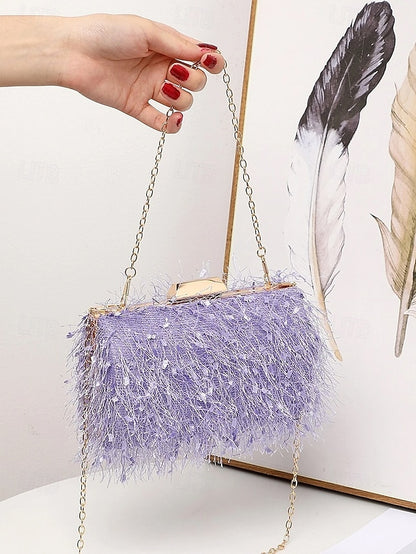 Chain Women's with Clutch Strap Feathered Chic Evening
