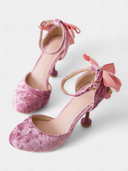 and Mary Big Women's Bow with Velvet Burgundy Heels Jane