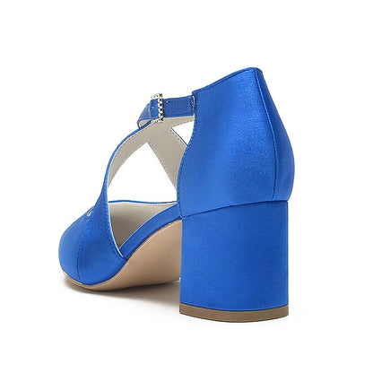 Elegant Block White Pointed Women's – Heels Satin Toe