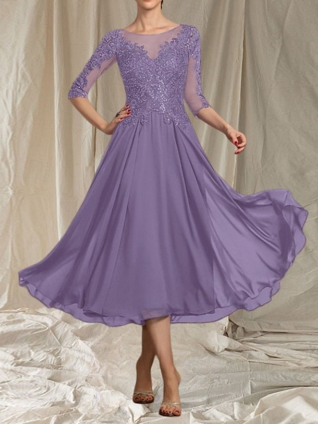 A-Line Neck Elegant Crew Mother the Guest Wedding Bride Dress of