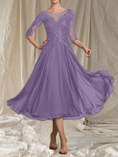 A-Line Neck Elegant Crew Mother the Guest Wedding Bride Dress of