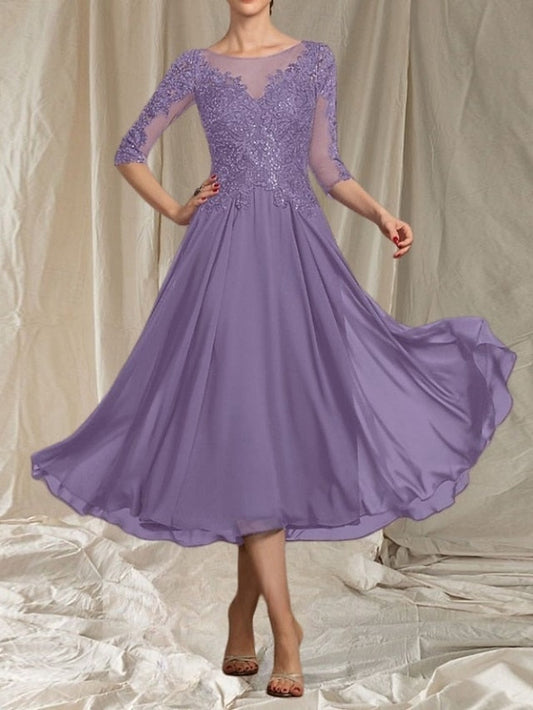 A-Line Neck Elegant Crew Mother the Guest Wedding Bride Dress of