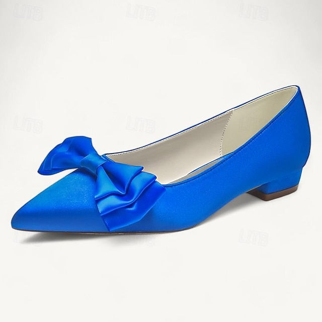 Wedding Flats Party Pointed Heel Low Bowknot Women's Shoes