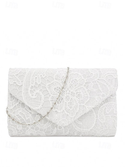 Women's Chain Clutch Evening Strap Bag with Lace