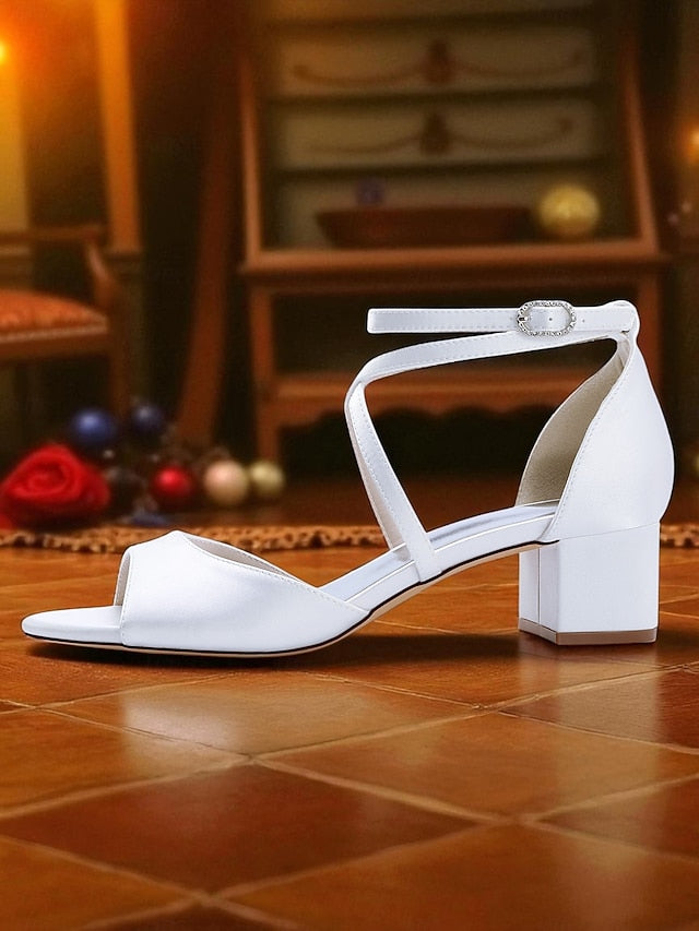 Ankle with Block Heel Satin Elegant Sandals Women's Strap -