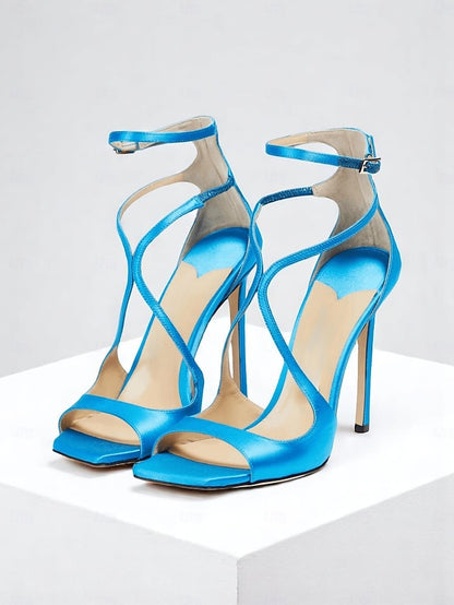 Stiletto Elegant - Heels Women's Satin Lavender Crisscross