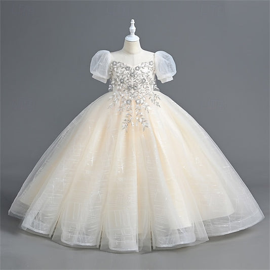 Solid Flower Party Girl Girls' Color Kids Dress