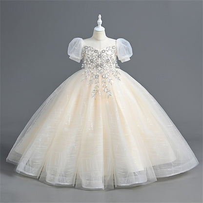 Girls' Dress Party Flower Kids Solid Girl Color