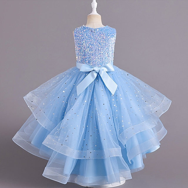 Color Sleeveless Solid Party Girls' Kids Dress