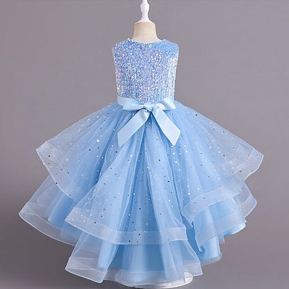 Color Sleeveless Solid Party Girls' Kids Dress