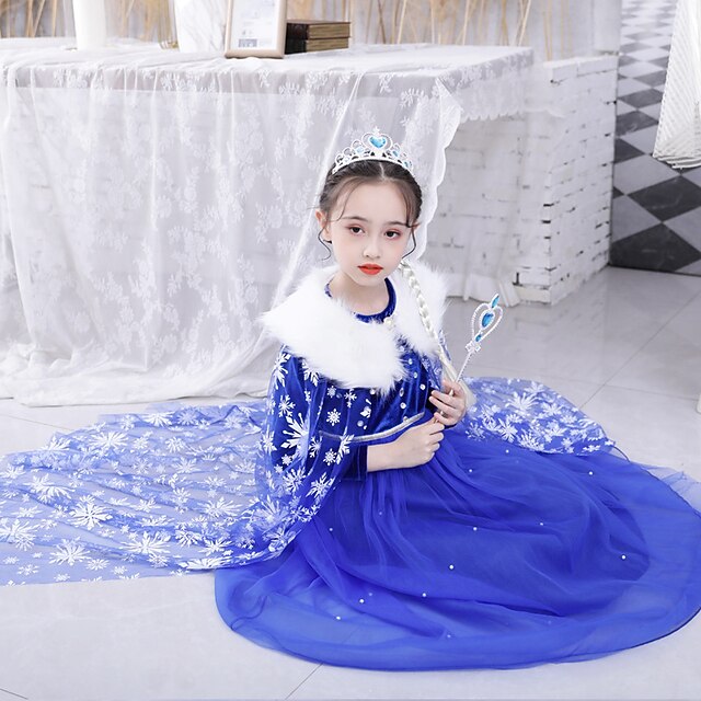 Girl Frozen Princess Elsa Party Flower Dress Fairytale Theme