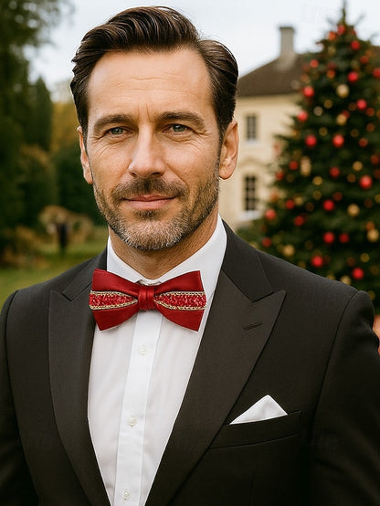 Bow Christmas Tie Red Men's –
